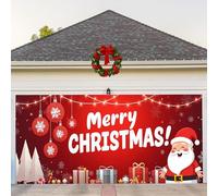 Merry Christmas Garage Door Banner Decorations,Large Outdoor Hanging Backdrop Christmas Garage Door Cover for Home New Year Xmas Party Wall Background Decorations(G,7 x 16 ft)