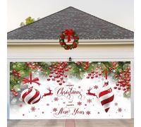 Merry Christmas Garage Door Banner Decorations,Large Outdoor Hanging Backdrop Christmas Garage Door Cover for Home New Year Xmas Party Wall Background Decorations(P,7 x 8 ft)