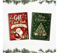 Merry Christmas Gift Card Book for Teens, Adults (Santa + Tree) | 24 Pages DIY Personalized Xmas Gift Card Booklet with Foil Gold Cover, Holiday Gift for Family Friends Students