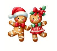 Merry Christmas Gingerbread Floral PVC Vinyl Car Decals Stickers Waterproof Self-Adhesive Decals for Cars, Laptops, Trucks, Motorcycles Wall Window Luggage Scratch Cover Door Decor Sticker