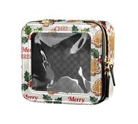 Merry Christmas Gingerbread White (2) Mini Clear Makeup Bag Clear Portable Make Up Organizer for Travel