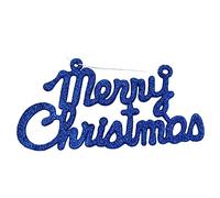Merry Christmas Glitter Hanging Sign Decoration - Midnight Blue 4612