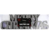 Merry Christmas Glitter Sign Decoration in Silver