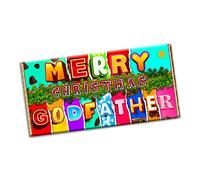 Merry Christmas Godfather Chocolate Bar Gift Wrapper Gift Present For lover husband wife boyfriend girlfriend friend mate relative (#1463) (without chocolate bar)