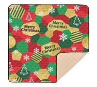 Merry Christmas Gold Sequins Soft Foam Baby Play Mat for Floor Washable Tummy Time & Crawling Mat for Newborns Babies Infants Toddlers, 50'' x 50''