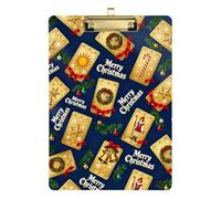 Merry Christmas Gold Tarot Cards A4 mini clipboard Set Plastic for Soccer Truck Driver Size 9 x 12