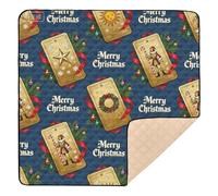 Merry Christmas Gold Tarot Cards Large Non-Slip Baby Playmat for Floor One-Piecing Foldable Activity Gym Mat for Babies Infants Toddlers, 50'' x 50''