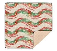 Merry Christmas Golden Bells Soft Foam Baby Activity Play Mat for Indoor Outdoor Water Resistant Baby Crawling Mat for Baby Kids Toddlers Infants, 50'' x 50''