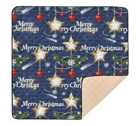 Merry Christmas Golden Star Large Stylish Baby Activity Play Mat for Floor One-Piecing Padded Baby Mat for Baby Toddler Infant, 50'' x 50''