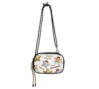 Merry Christmas Golden Stars Mini Crossbody Bag Mens Practical with Credit Card Slots Cell Phone Purse Walk the dog