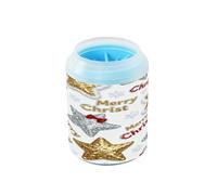 Merry Christmas Golden Stars Portable Paw Washer Soft Silicone Bristles Pets Cleaning Kit for Small Medium Dogs and Cats