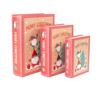 Merry Christmas Gonks and Tree Stackable Book Gift Boxes - Pack of 3