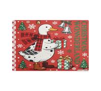 Merry Christmas Gooses Red Leather Countertop Coffee Mats Fast Absorbing Mat for Under Coffee Makers for Counter