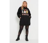 'Merry Christmas' Graphic Sweatshirt Dress Yours Black 16