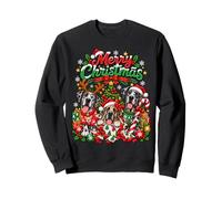 Merry Christmas Great Dane Santa Hat Snowflakes Tree Puppies Sweatshirt