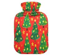 Merry Christmas Green Christmas Tree hot-Water Bottle with Soft Cover, 2L hot compresses for The Body for Pain Relief,Pain Relief,bolsas de agua Caliente para Dolores