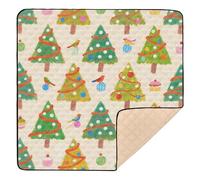 Merry Christmas Green Christmas Tree Large Non-Slip Thick Play mat for Baby for Floor Lightweight Foldable Infant Play Mat for Baby Toddler Infant, 50'' x 50''