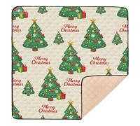 Merry Christmas Green Christmas Tree Soft Padded Baby Gym & Activity Mat for Indoor Outdoor Water Resistant Tummy Time Mat for Baby Kids Toddlers Infants, 50'' x 50''