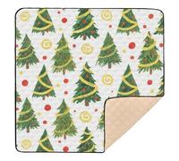 Merry Christmas Green Christmas Tree Soft Padded Baby Tummy time Play mat for Floor Comfortable Foldable Tummy Time & Crawling Mat for Baby Kids Toddlers Infants, 50'' x 50''