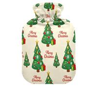 Merry Christmas Green Christmas Tree Water Bottle for hot Water with Soft Cover, 2L Warm Water Bottle for Bed for Hot and Cold Therapies,Hot and Cold Therapies,Bolsa de calor para Dolor Menstrual