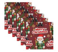 Merry Christmas Green Nutcracker decorative dinner table napkins cloth craft white polyester dinner napkins (user) servilleta de tela para comedor 20 x 20in set of 6