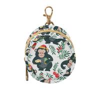 Merry Christmas Green Playful Gorilla Winter Baby Pacifiers Holder Case with Zipper and Clip Change Purse Key Holder, Neutral Baby Items estuche para Bebes