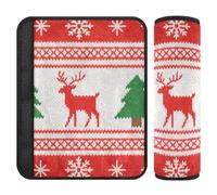 Merry Christmas Green Tree Snowman Elk 2 pcs Car seat Strap Covers Stop seat Belt Cutting into Neck for Truck forro para cinturon de segurida
