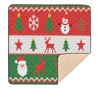 Merry Christmas Green Tree Snowman Elk Soft Foam Baby Play Tummy Time Mat for Floor Comfortable Foldable Infant Play Mat for Babies Infants Toddlers, 50'' x 50''