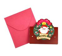 Merry Christmas Greeting Card: Three-dimensional cartoon style Christmas greeting card, cartoon style Christmas card in a box, ta