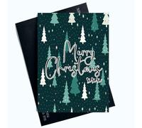 Merry Christmas Greeting Card with Green Background and Festive Trees Merry Christmas Cards For Him For Her Friend For Work Friends SP143