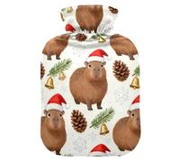 Merry Christmas Guinea Pig hot Water Bottle with Soft Cover, 2L Warmer Bag for Neck and Shoulder Pain Relief, Neck and Shoulder Pain Relief, bolsas para agua Caliente