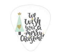 Merry Christmas Guitar Picks 12 Pack Universal ABS Guitar Picks,Famous Xmas Quote with Star and Heart Ornament Tree,for Acoustic and Electric Guitar,Gold