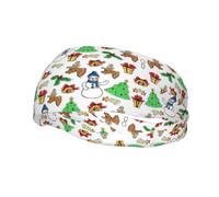 Merry Christmas Happy (2) Sports Headbands Moisture Wicking Athletic Terry Cloth Sweatband Sweat Absorbing Head Band