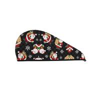 Merry Christmas Happy Coral Velvet Dry Hair Cap for Women - Convenient for Home, Travel, and Pool Parties. Perfectly Thoughtful
