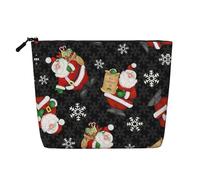 Merry Christmas Happy Fake Hemp Travel Toiletry Bag - Reusable Cosmetic Accessories Toiletry Organizer for Women - Multiple Uses