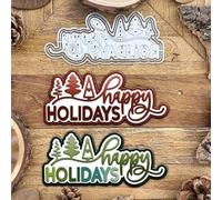 Merry Christmas Happy Holidays Layered Trees Greeting Card Metal Die Cuts,Sunflower Flower Leaf Cutting Dies Cut Stencils DIY Scrapbooking Decorative Embossing Paper Scrapbooking Card Making