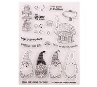 Merry Christmas Happy New Year Gnome Giftbox Clear Stamps for Christmas Cards Making Decoration and Scrapbooking Rubber Stamps for Craft