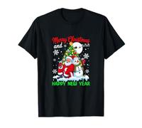 Merry Christmas Happy New Year Snowman Santa Drinking Wine T-Shirt