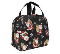 Merry Christmas Happy Print Foldable Insulated Lunch Bag Meals Snacks Beverages Boys Girls Teenagers Picnics