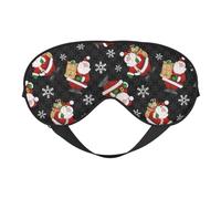 Merry Christmas Happy Print Silk Sleep Mask with Adjustable Buckle Stylish Eye Mask for Women Travel Nap Shift Work Office