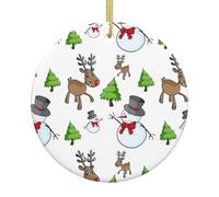 Merry Christmas Happy Printing Christmas Ornaments,Xmax Tree Decorations Decorative Hanging Ornament,Ceramic Gifts Home Decor