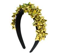 Merry Christmas Headband,Wrap Bow Hair Hoop,Xmas Star Ribbon Hairband,Snowflake Pull Bows Headpieces(Gold)