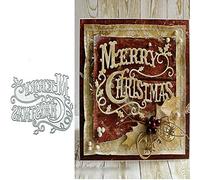 Merry Christmas Holly Leaves Metal Die cuts, Christmas Word Background Layering Cutting Dies Cuts for Album Card Making Tools Scrapbooking DIY Decoration