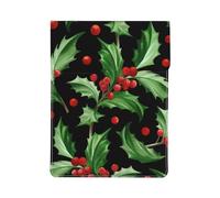Merry Christmas Holly, PU Leather Laptop Sleeve, Notebook Bag Laptop Case Sleeve Tablet Briefcase