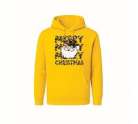 Merry Christmas Hoodie - Camo Santa Graphic - Festive Holiday Pullover for Men and Women (Yellow, 7 Years)