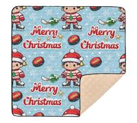 Merry Christmas Ice Hockey Large Non-Slip Baby Play Tummy Time Mat for Indoor Outdoor Washable Foldable Padded Baby Mat for Baby Kids Toddlers Infants, 50'' x 50''