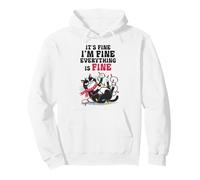 Merry Christmas I'm Fine It's Fine Everything Is Fine Cat Pullover Hoodie