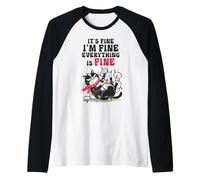 Merry Christmas I'm Fine It's Fine Everything is Fine Cat Raglan Baseball Tee