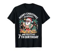 Merry Christmas in August Yes It's My 7th Birthday Kids T-Shirt