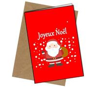 Merry Christmas In French Santa A5 Christmas Card | Envelope Included | Blank Inside | Unique Design | Personalised Free of Charge